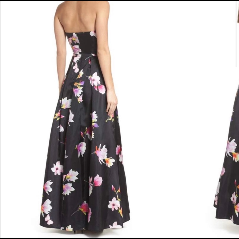 Sequin Hearts black floral gown size 3